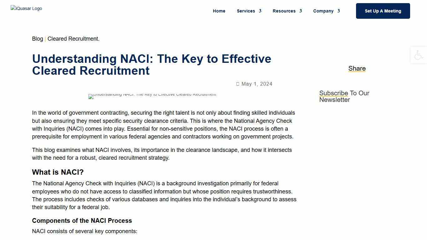 Understanding NACI: The Key to Effective Cleared Recruitment - iQuasar LLC