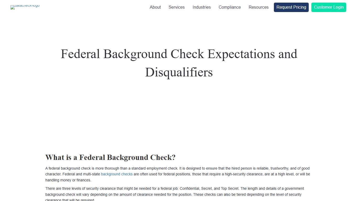 Federal Background Check Expectations and Disqualifiers